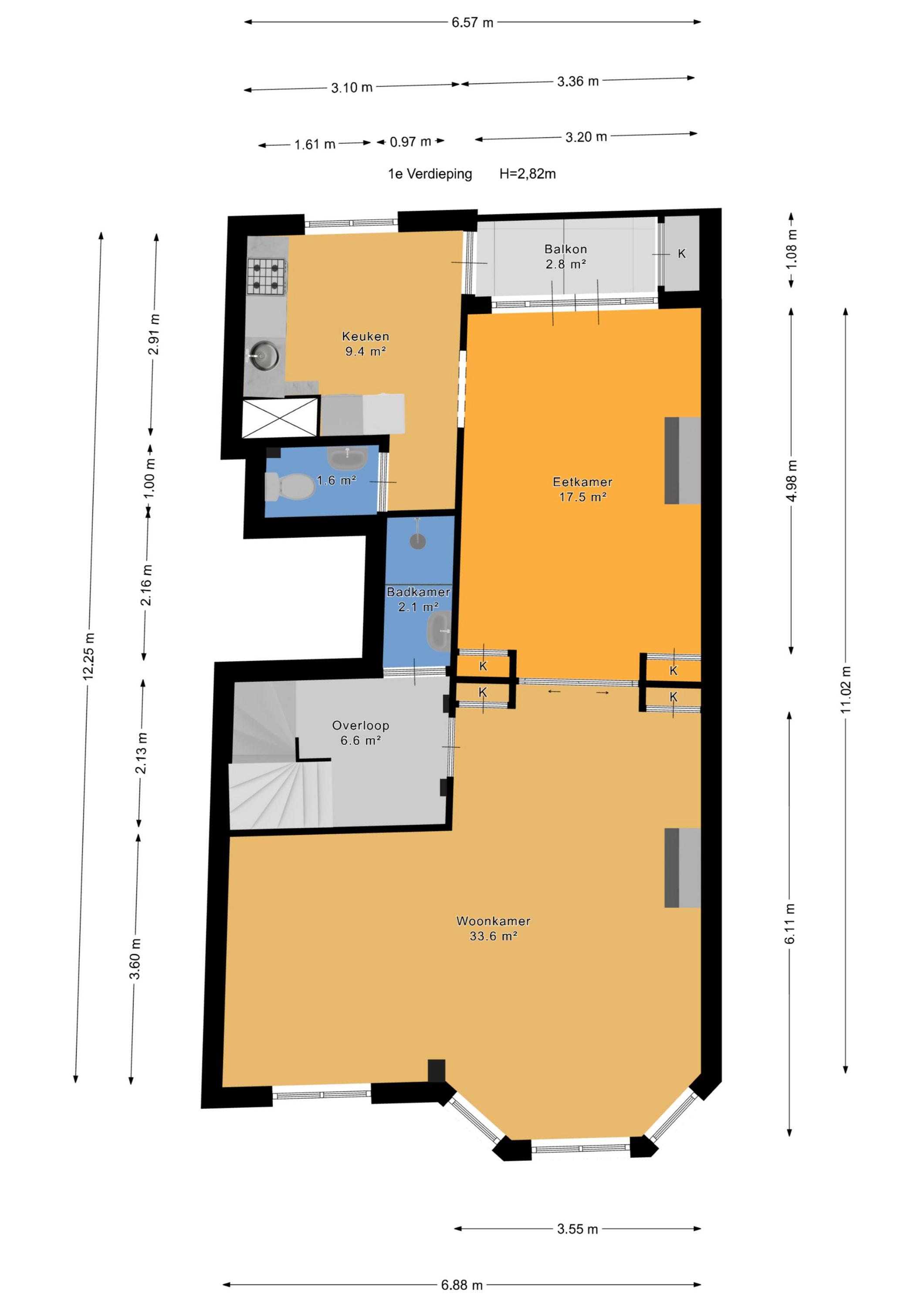 Plattegrond 1 van Hoornbruglaan 12