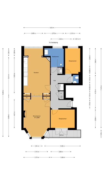 Plattegrond 1 van Koningin Wilhelminalaan 336