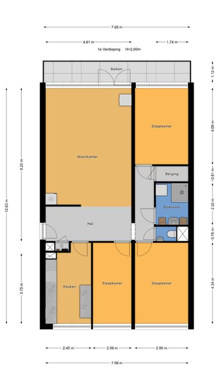 Plattegrond 1 van Roland Holstlaan 1159