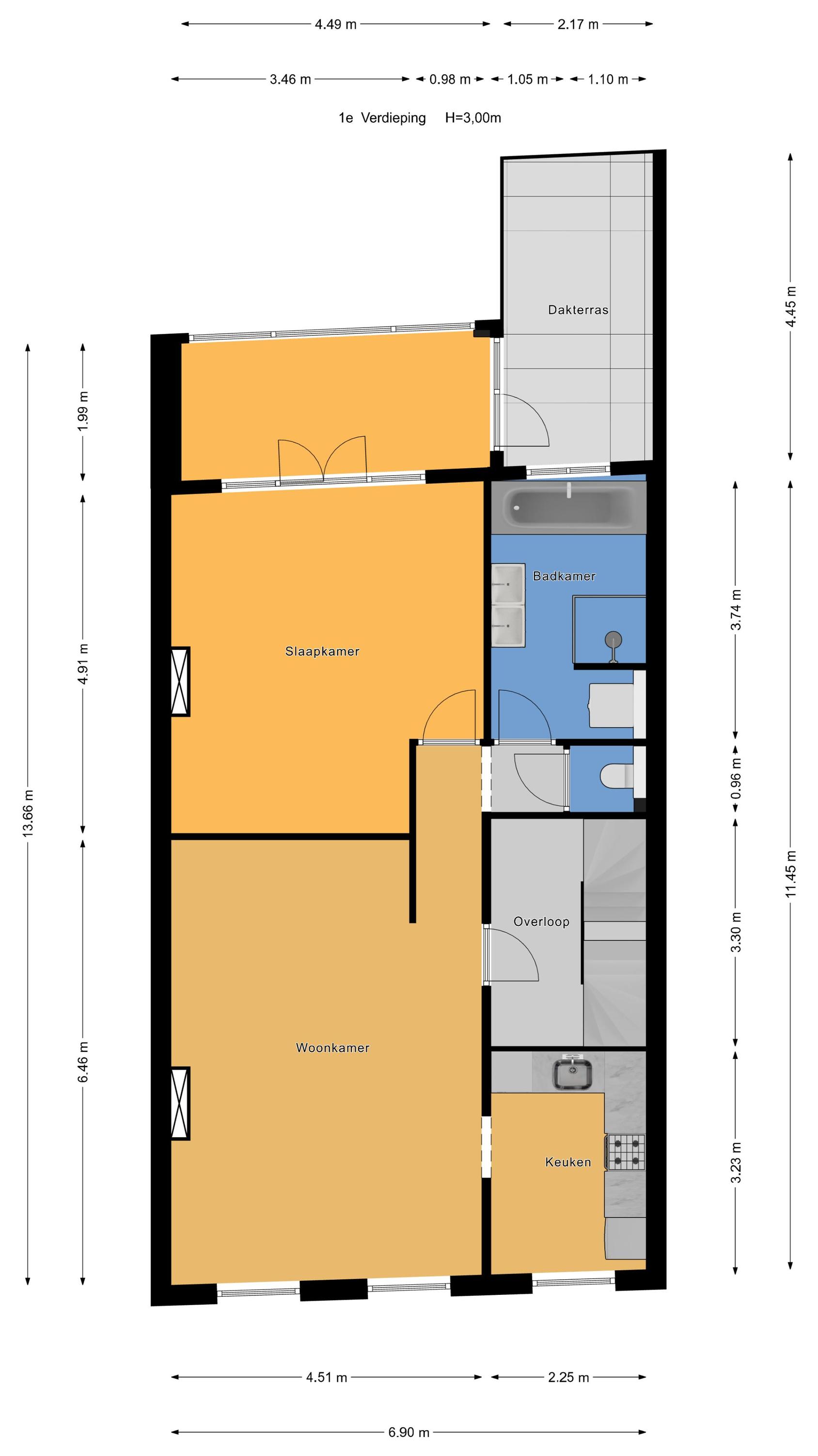 Plattegrond 1 van Witte de Withstraat 24