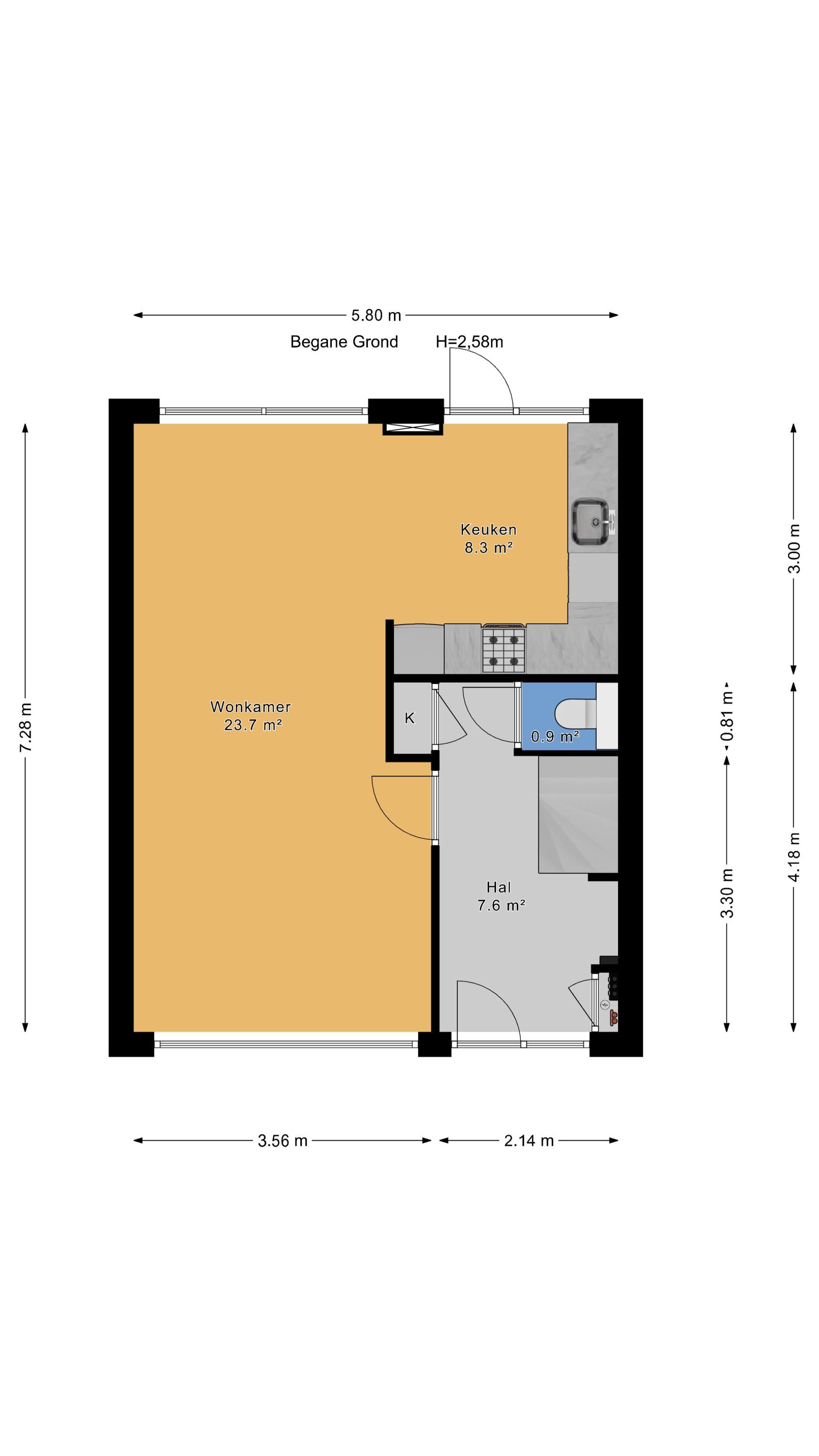 Plattegrond 1 van Elzenhof 23