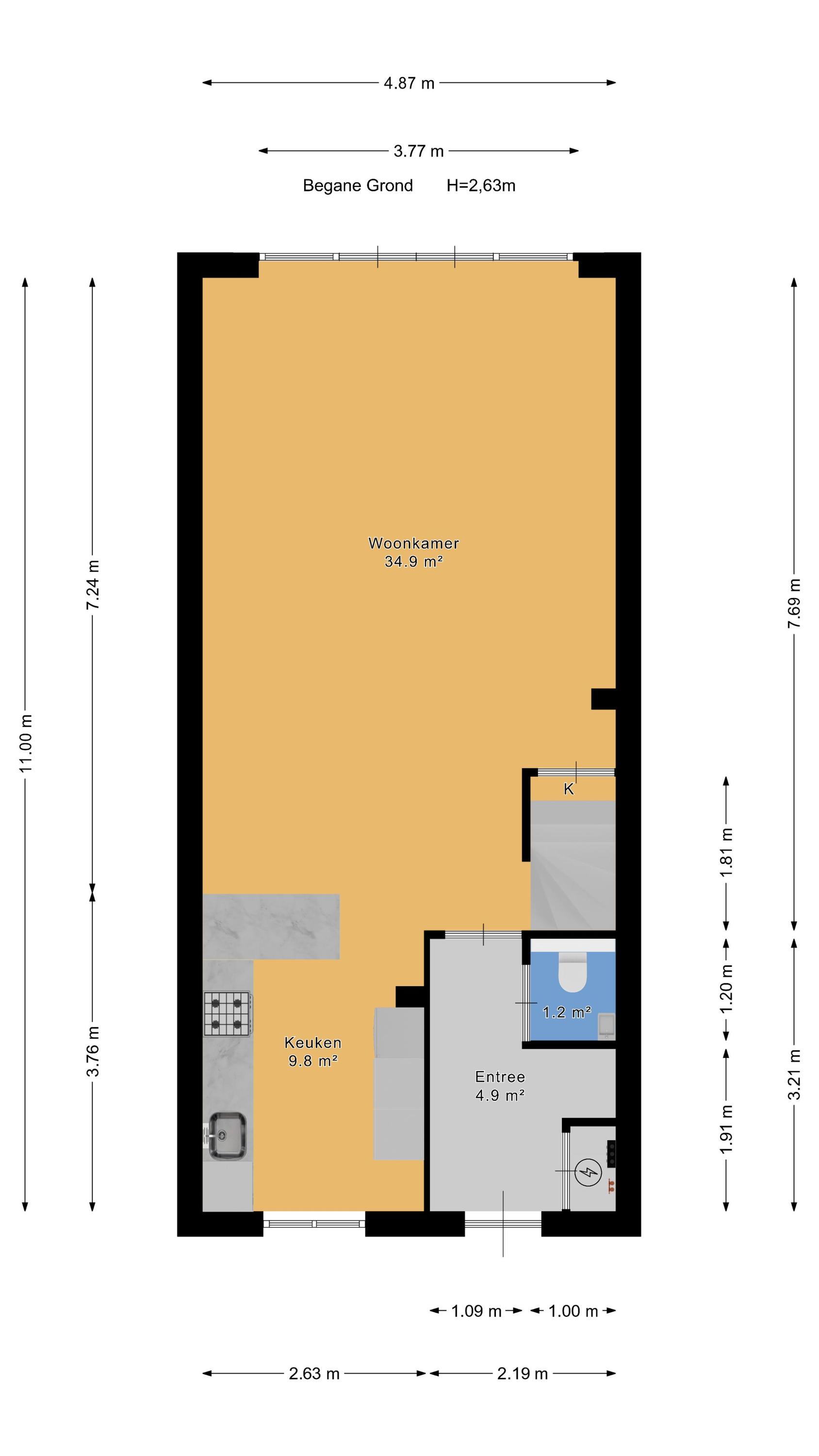 Plattegrond 1 van Plaspoelstraat 49