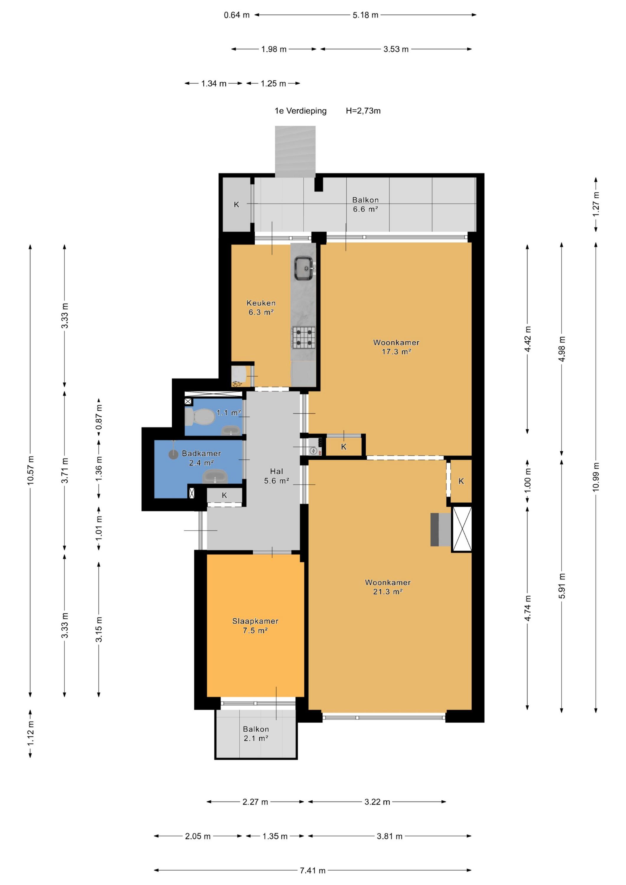 Plattegrond 1 van Spinozalaan 71