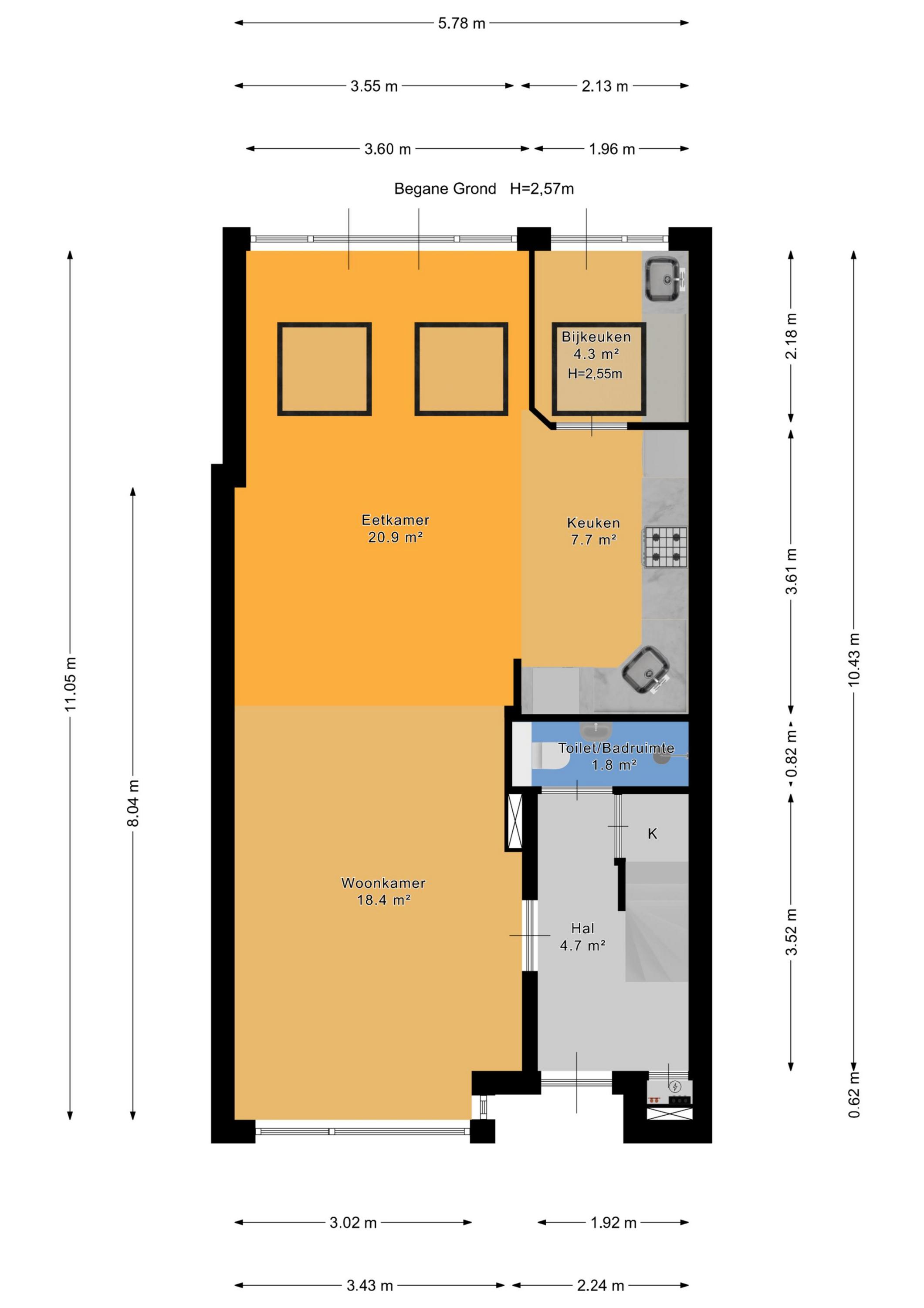 Plattegrond 1 van Nieuwveenstraat 8