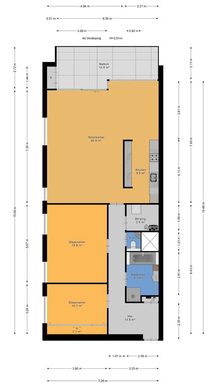 Plattegrond 1 van Rietkade 36