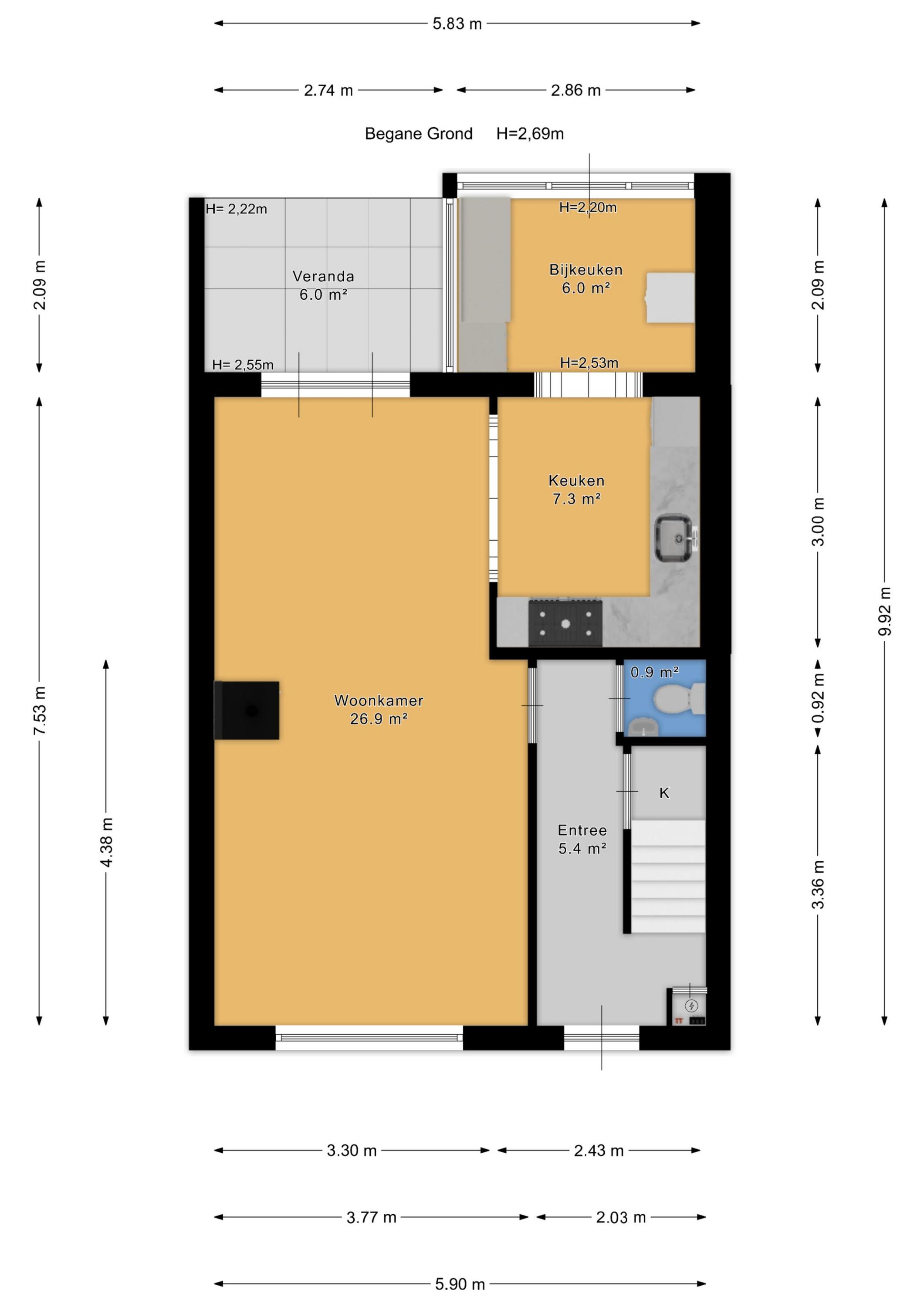 Plattegrond 1 van Rijnweg 212