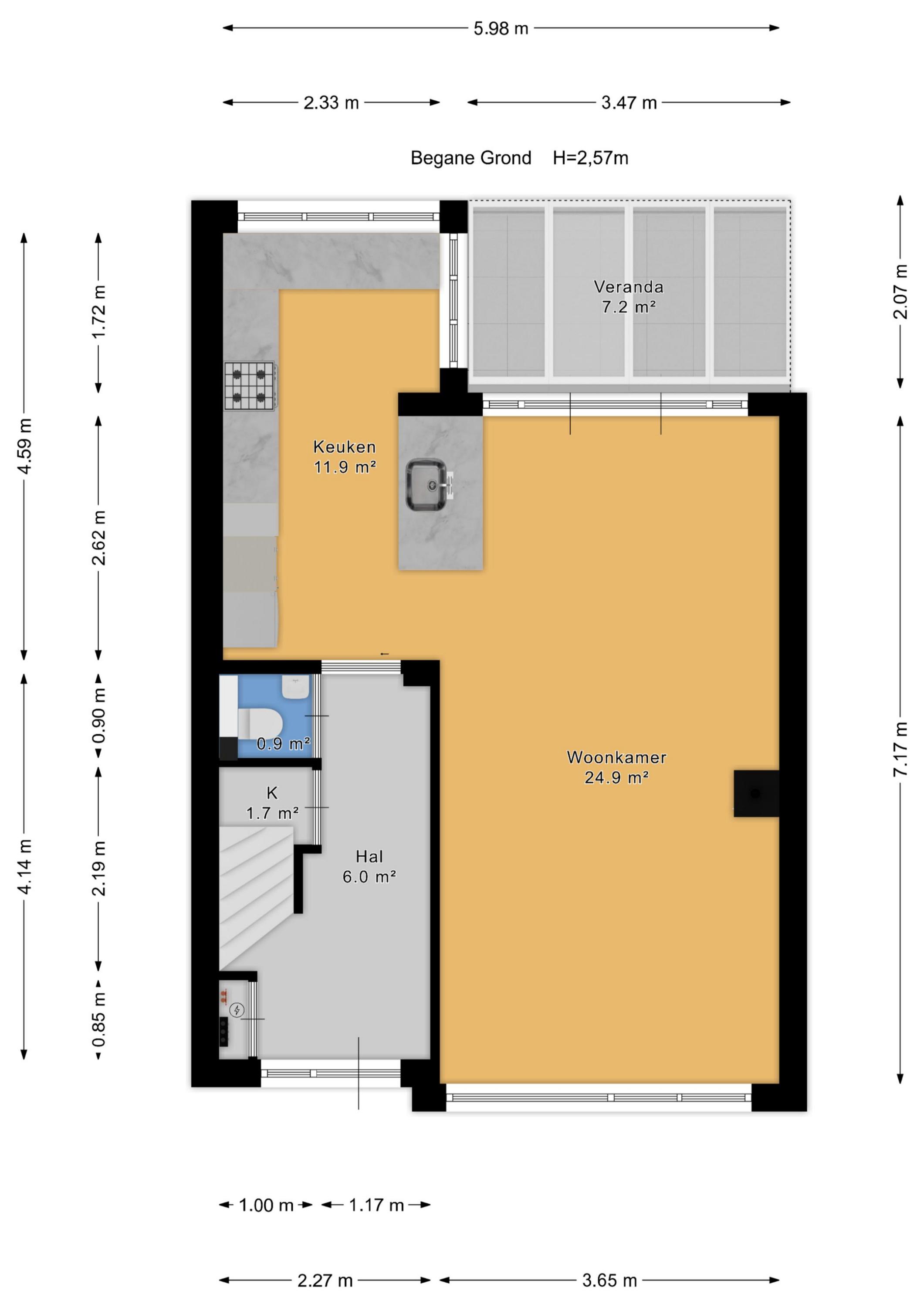 Plattegrond 1 van Delflandstraat 51