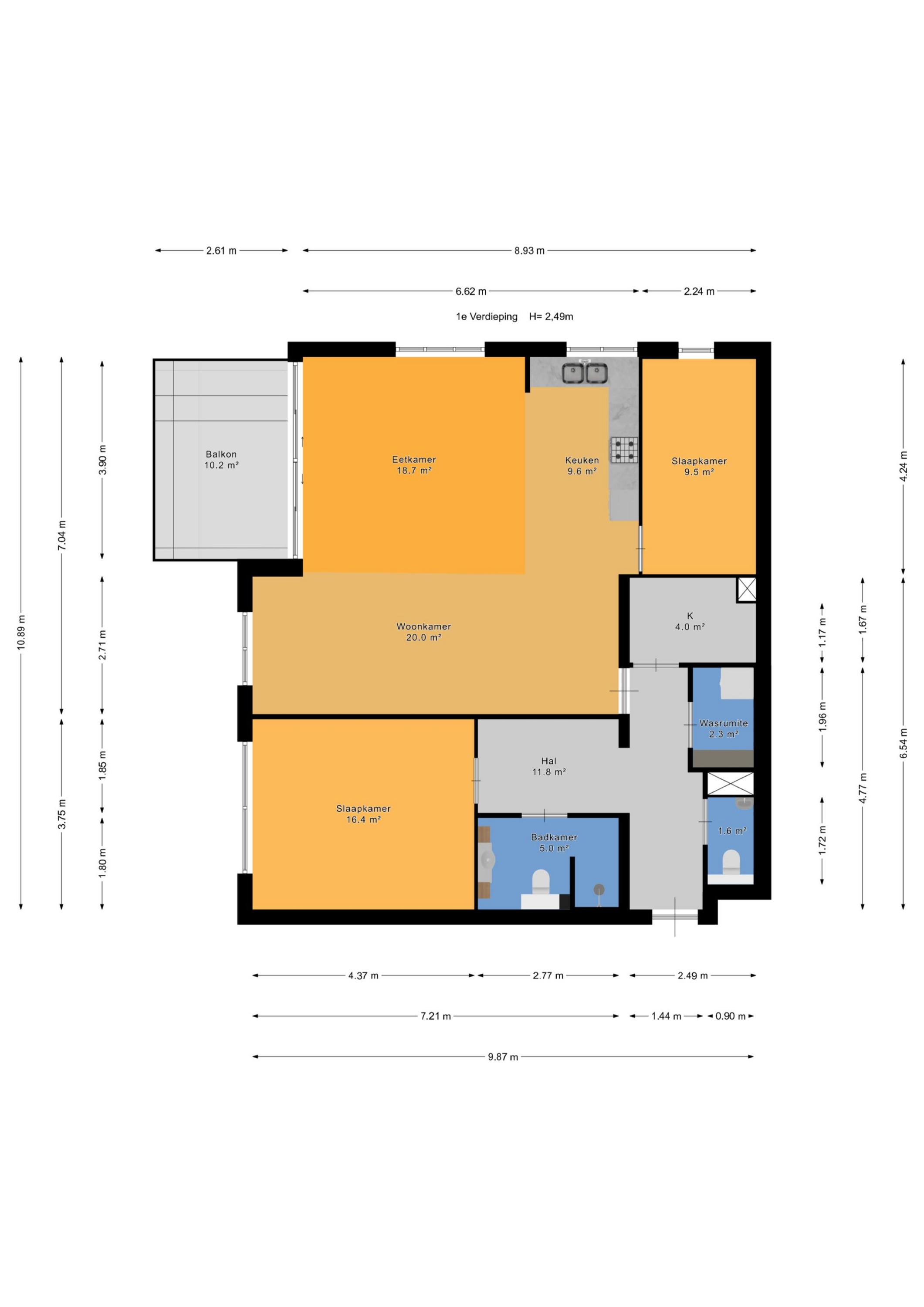 Plattegrond 1 van Hof van Delftstraat 1j