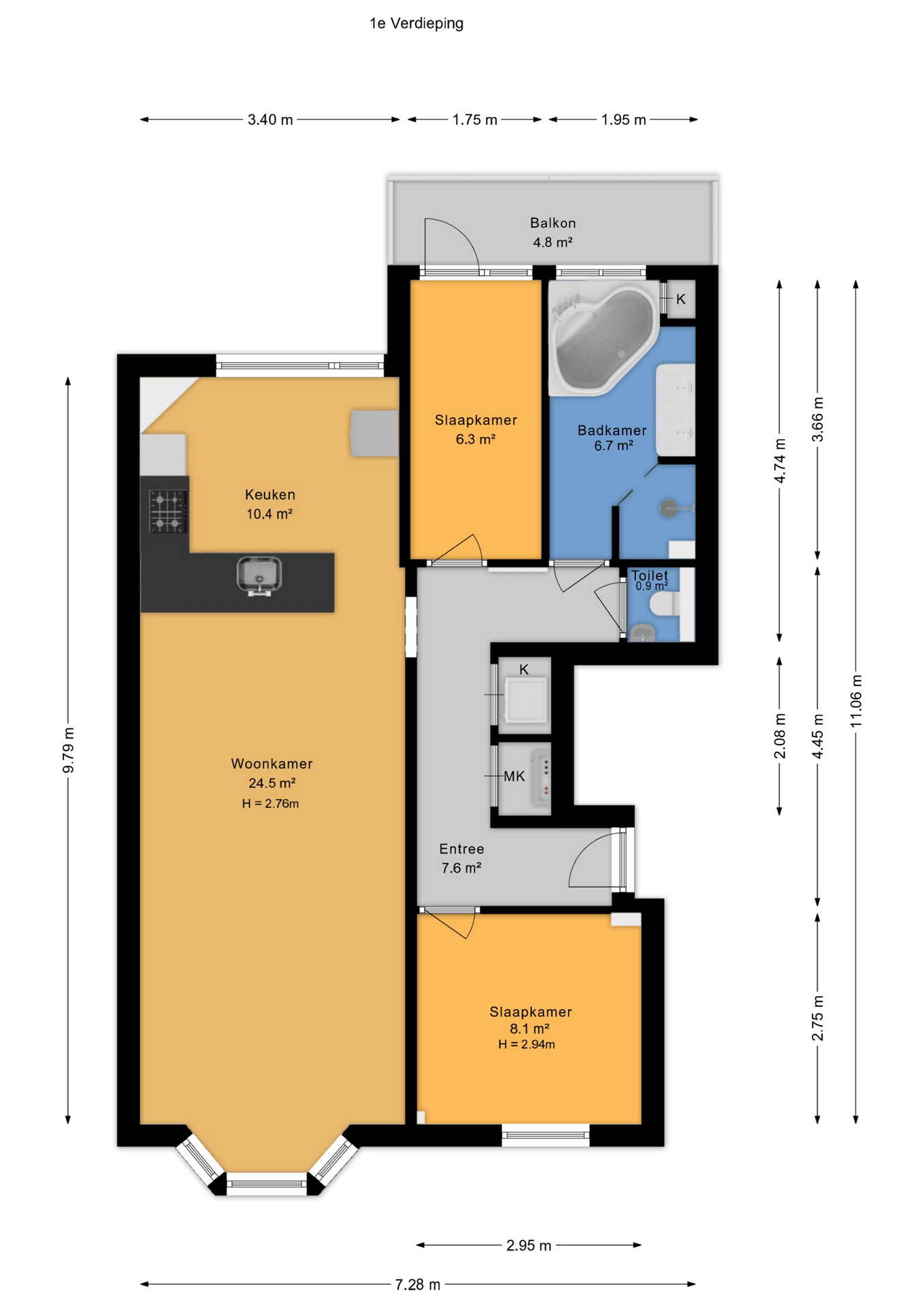 Plattegrond 1 van van de Wateringelaan 35