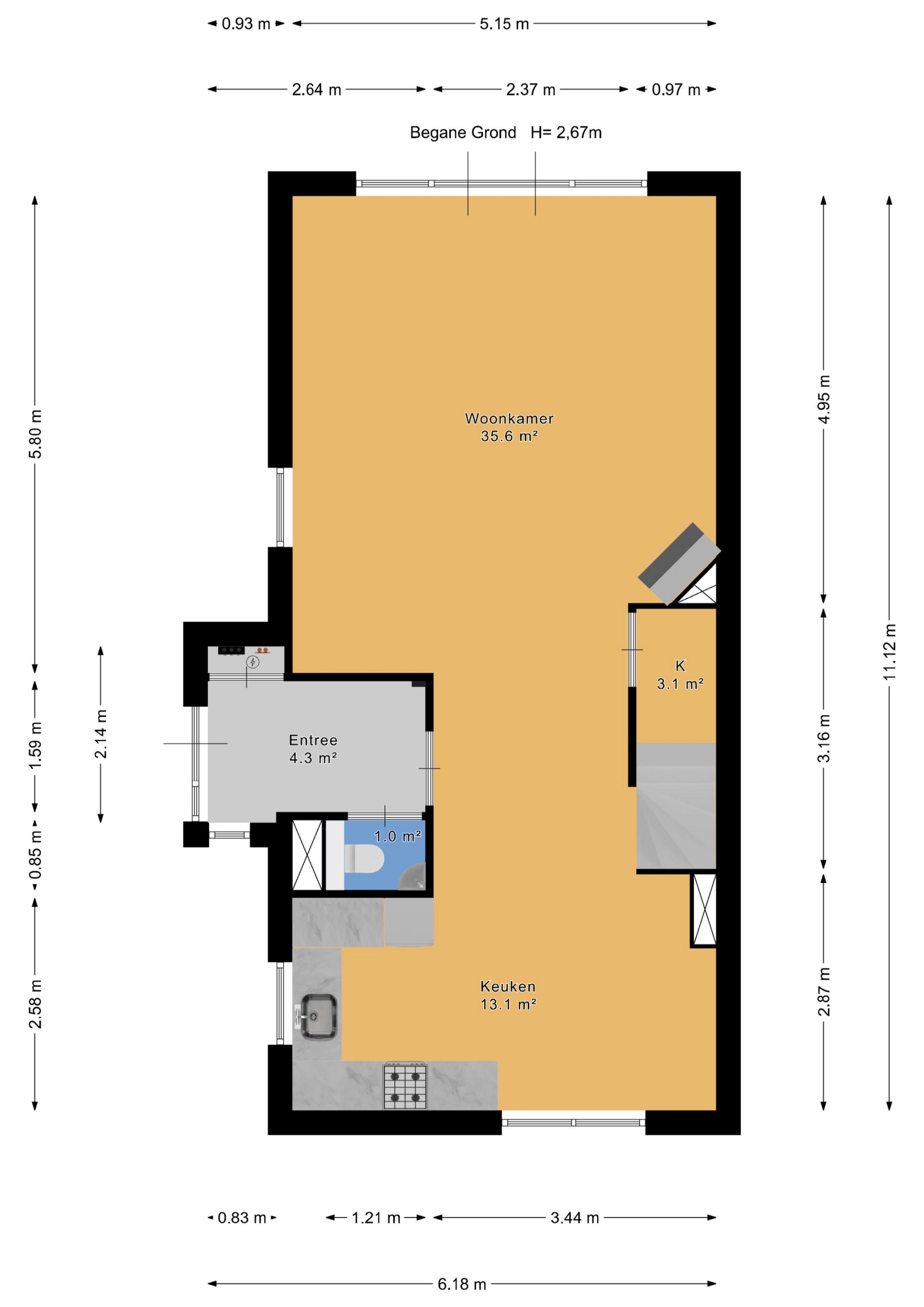 Plattegrond 1 van Westmaasstraat 13