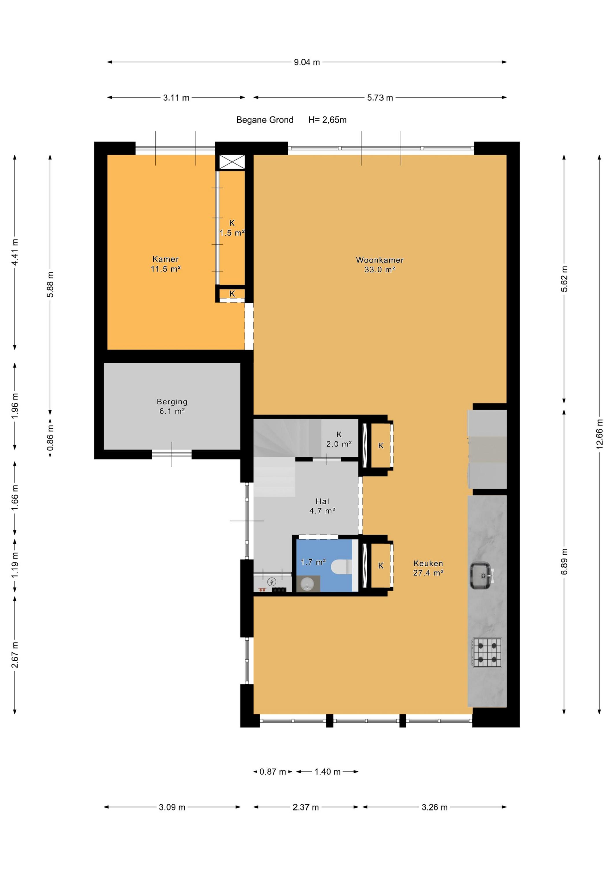 Plattegrond 1 van Burgemeester Winkellaan 14