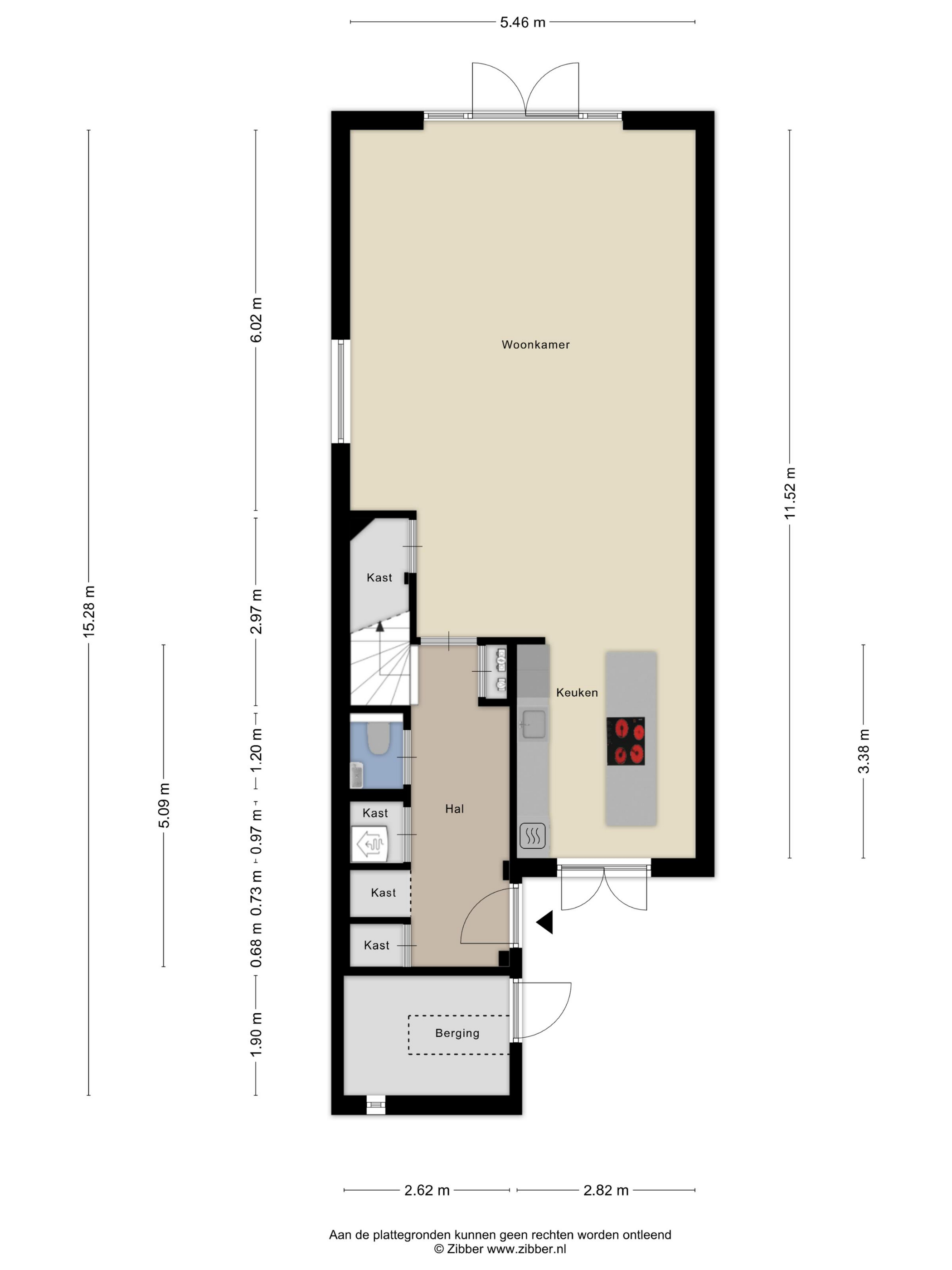 Plattegrond 1 van E. Hamburgerstraat 15
