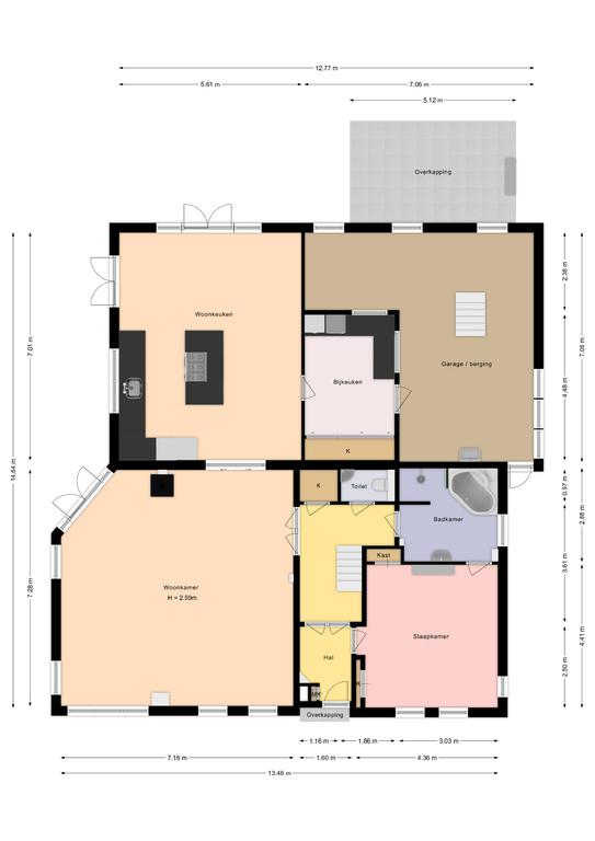 Plattegrond 1 van Kerkbuurt 24