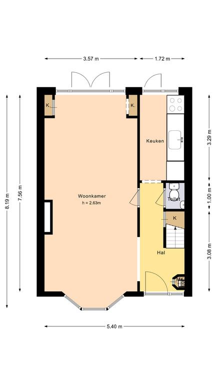 Plattegrond 1 van Cromhoutstraat 6
