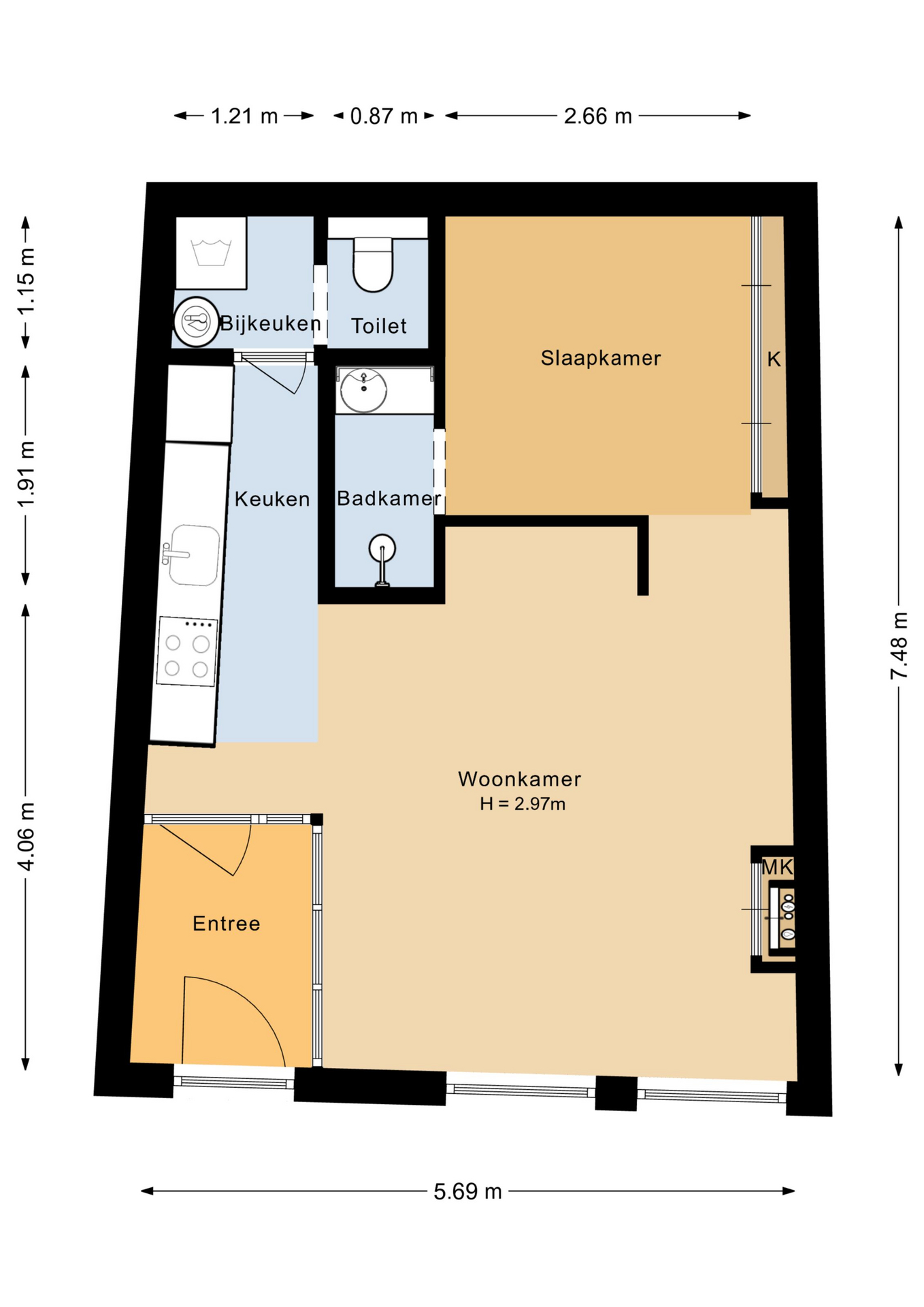 Plattegrond 1 van Vijzelstraat 46
