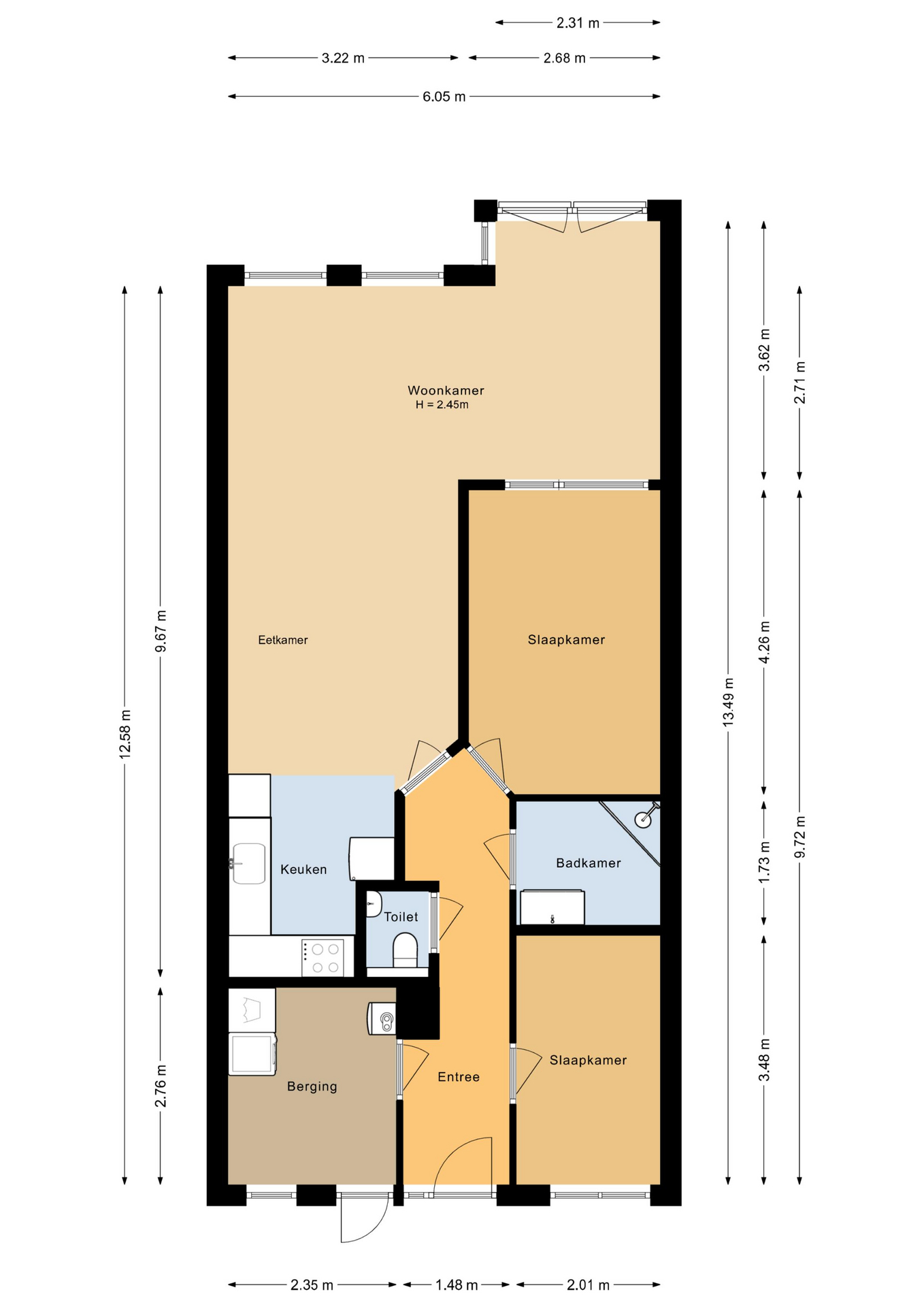 Plattegrond 1 van Paludanushof 41