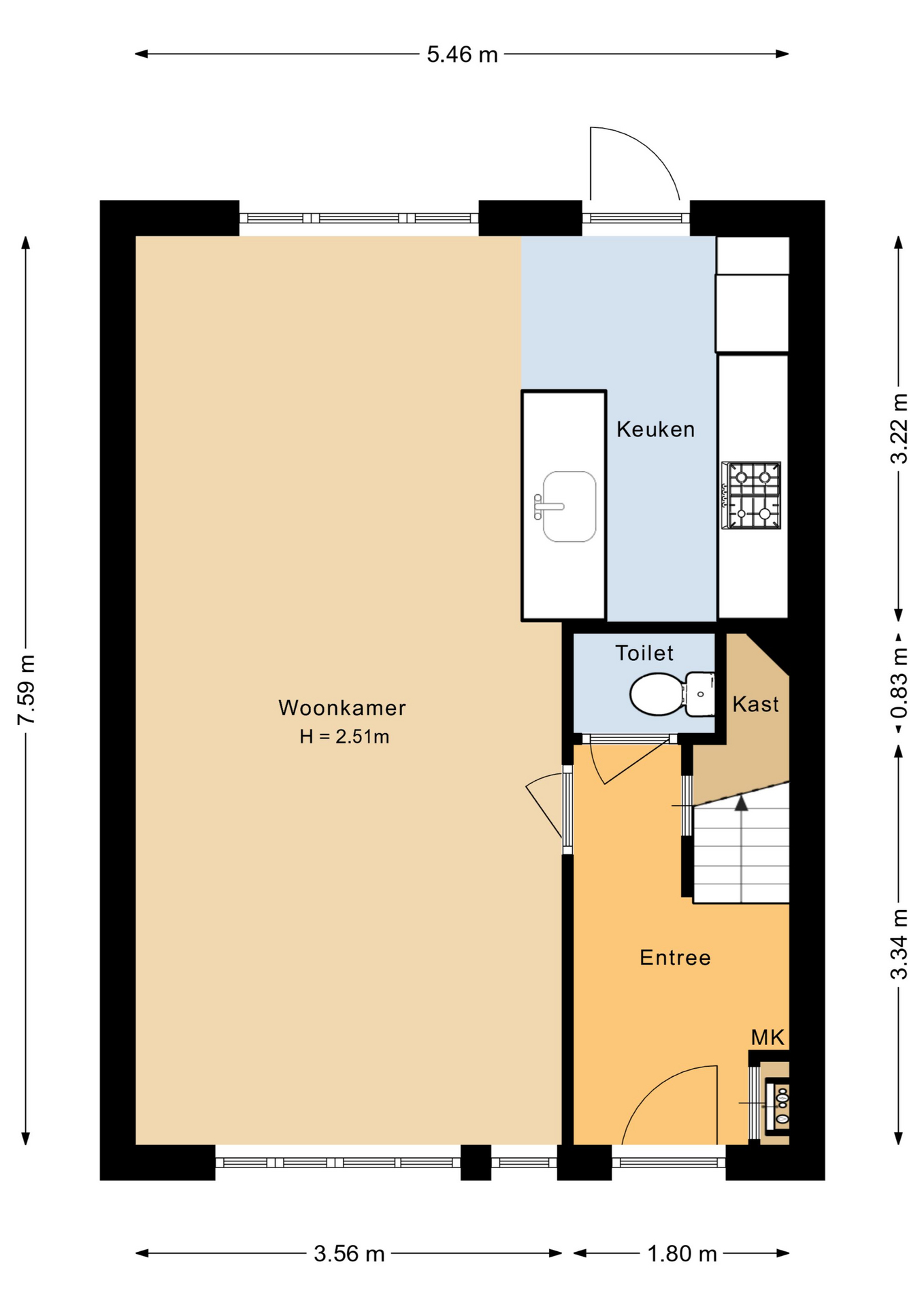 Plattegrond 1 van Breedstraat 8a