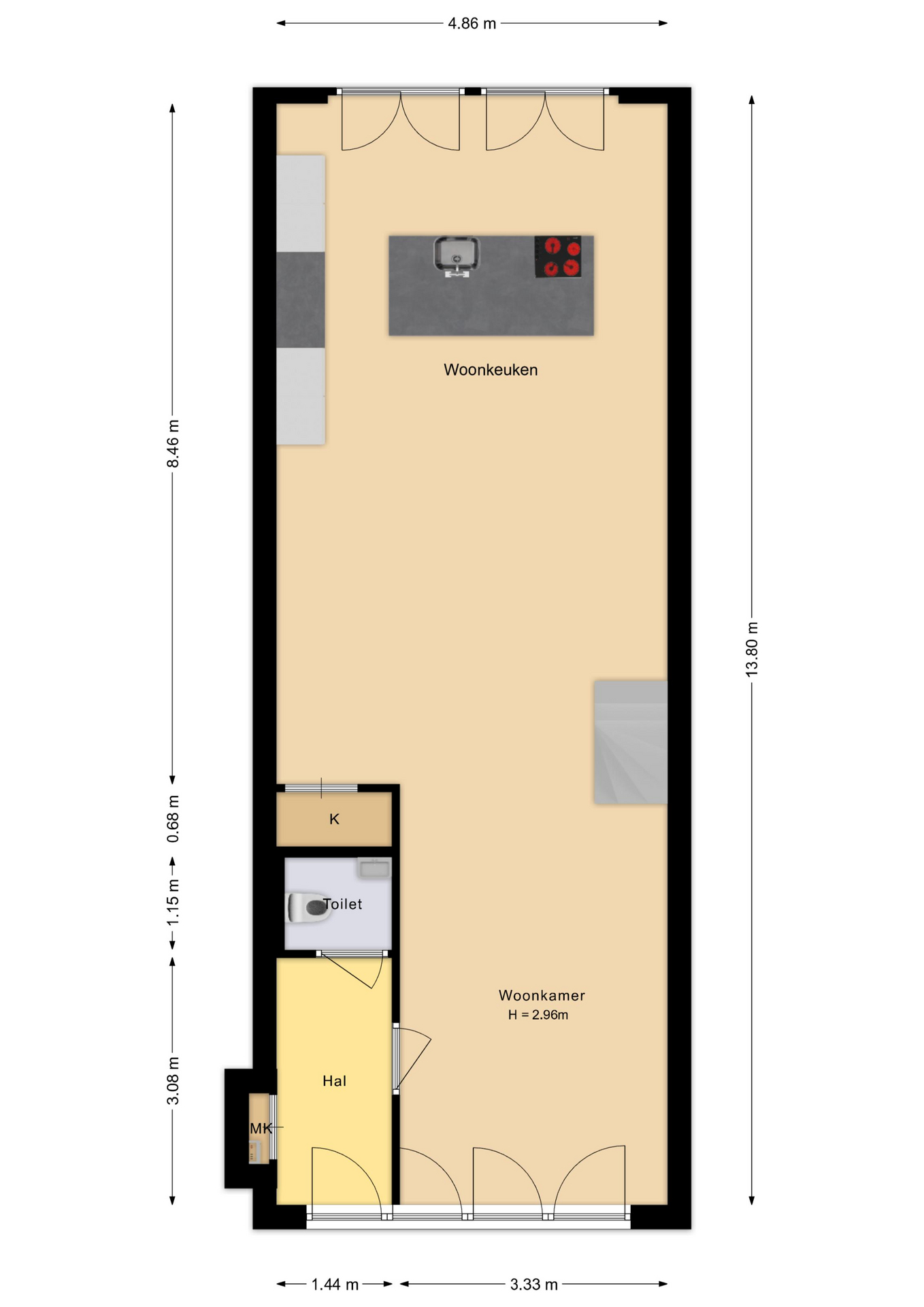 Plattegrond 1 van Breedstraat 68
