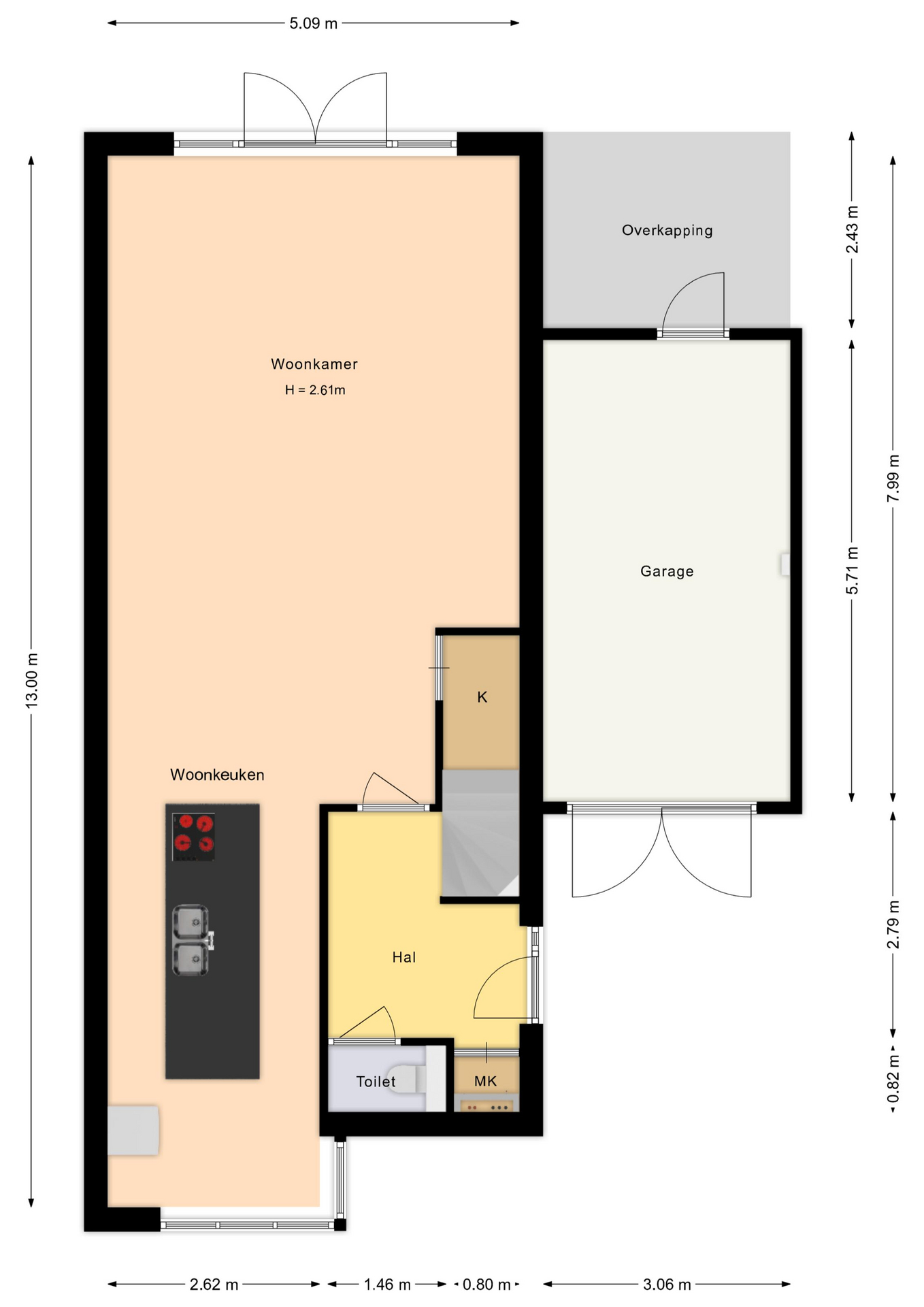 Plattegrond 1 van Om de Lande 45