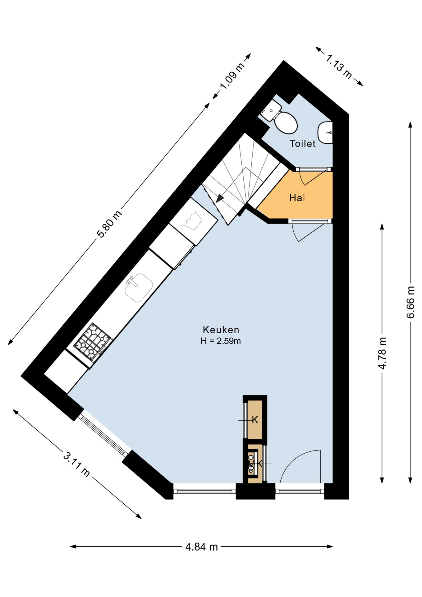 Plattegrond 1 van Frieseweid 10a