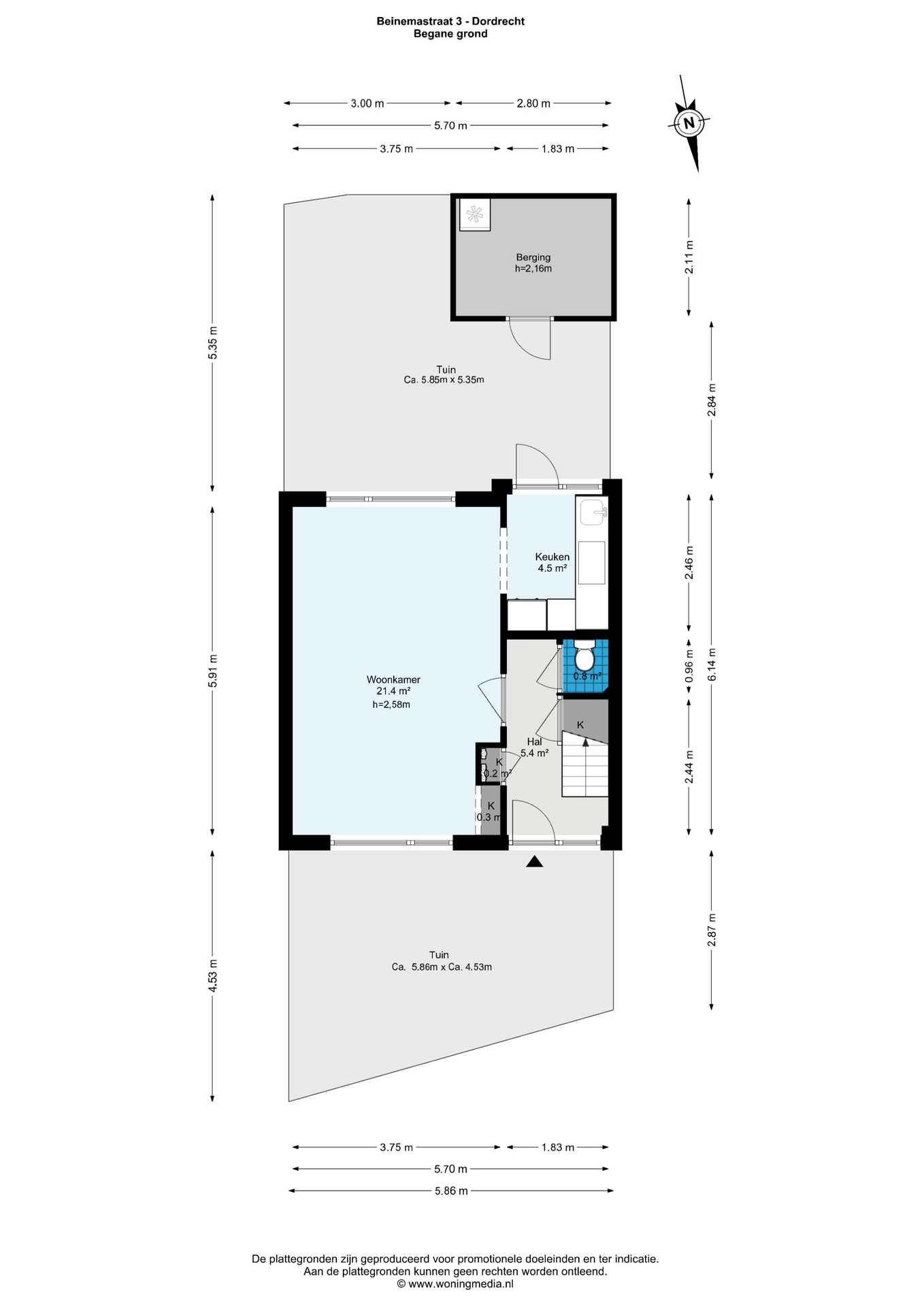 Plattegrond 1 van Beinemastraat 3