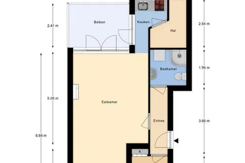 Plattegrond 1 van Gedempte Biersloot 32A