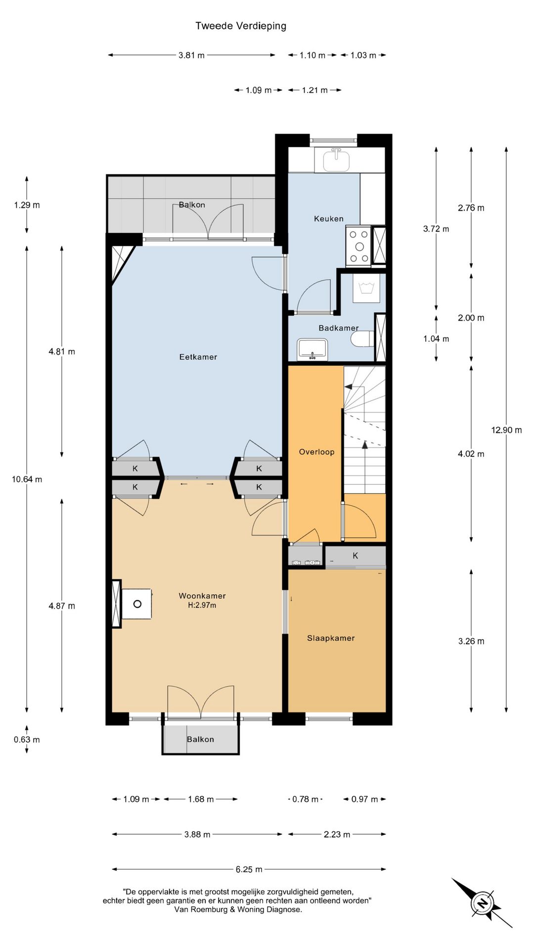 Plattegrond 1 van Honthorststraat 50-2