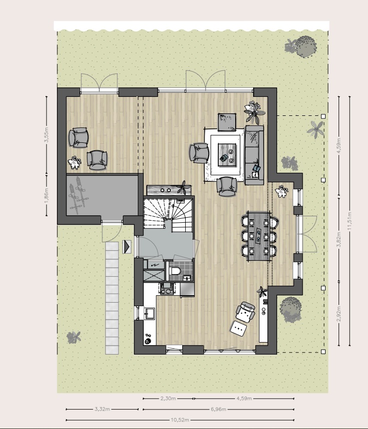 Plattegrond 1 van Landhuis vrijstaand