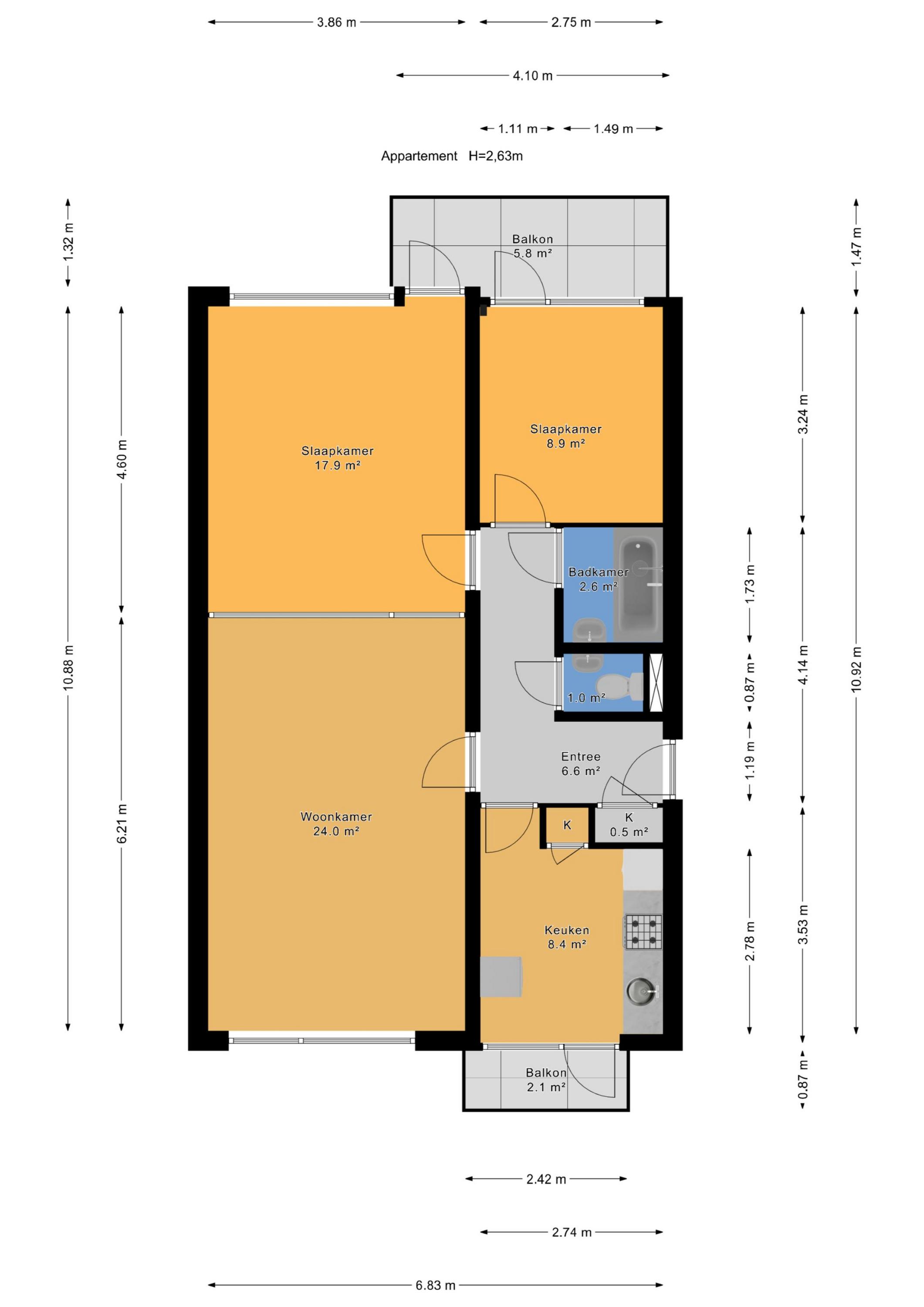 Plattegrond 1 van Van Opbergenstraat 44