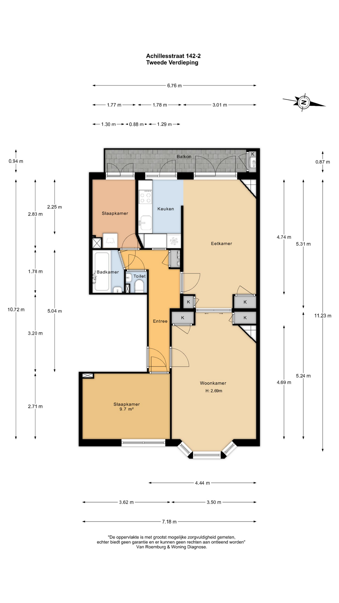 Plattegrond 1 van Achillesstraat 142-2