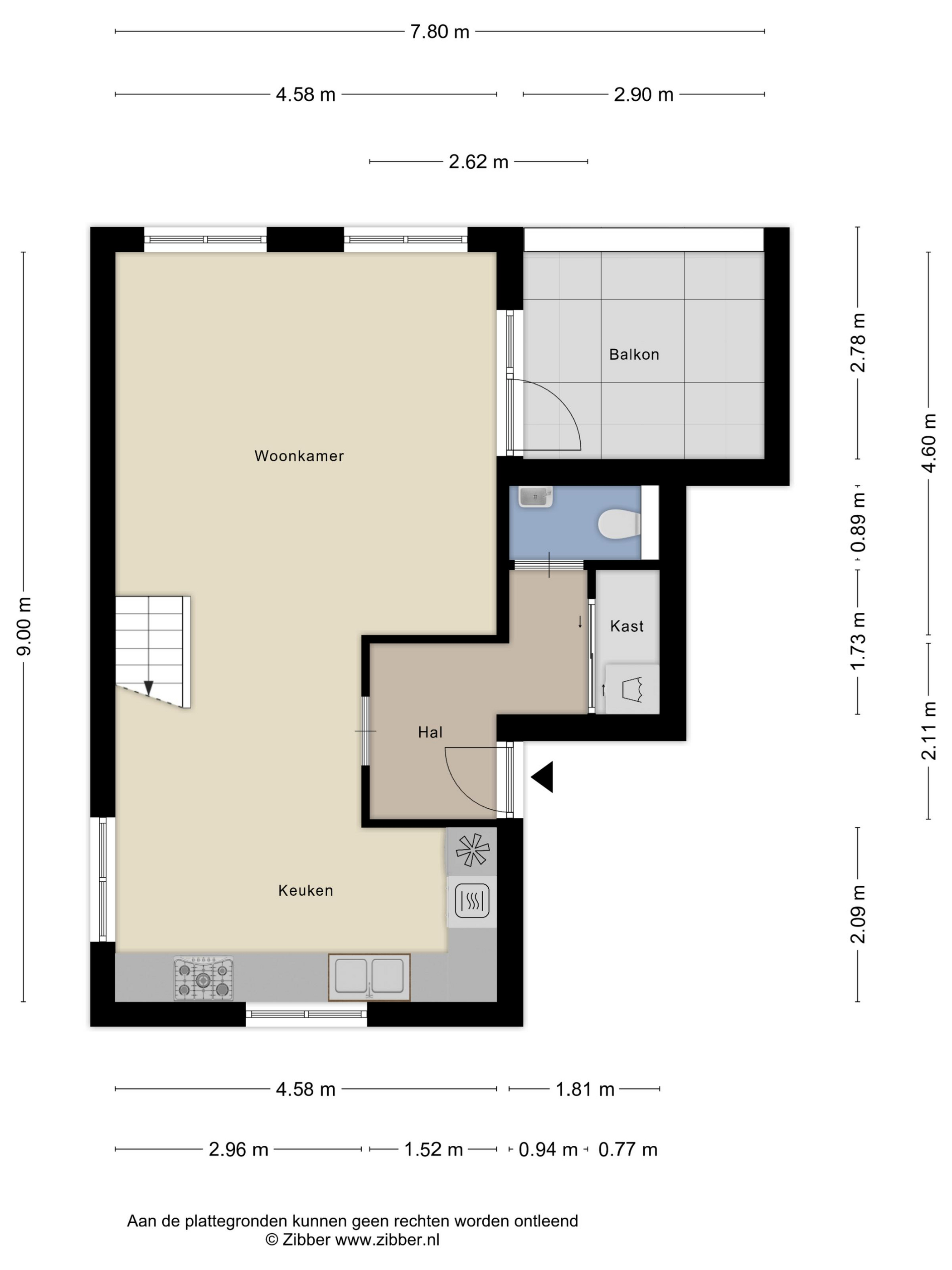 Plattegrond 1 van Middelstraat 8