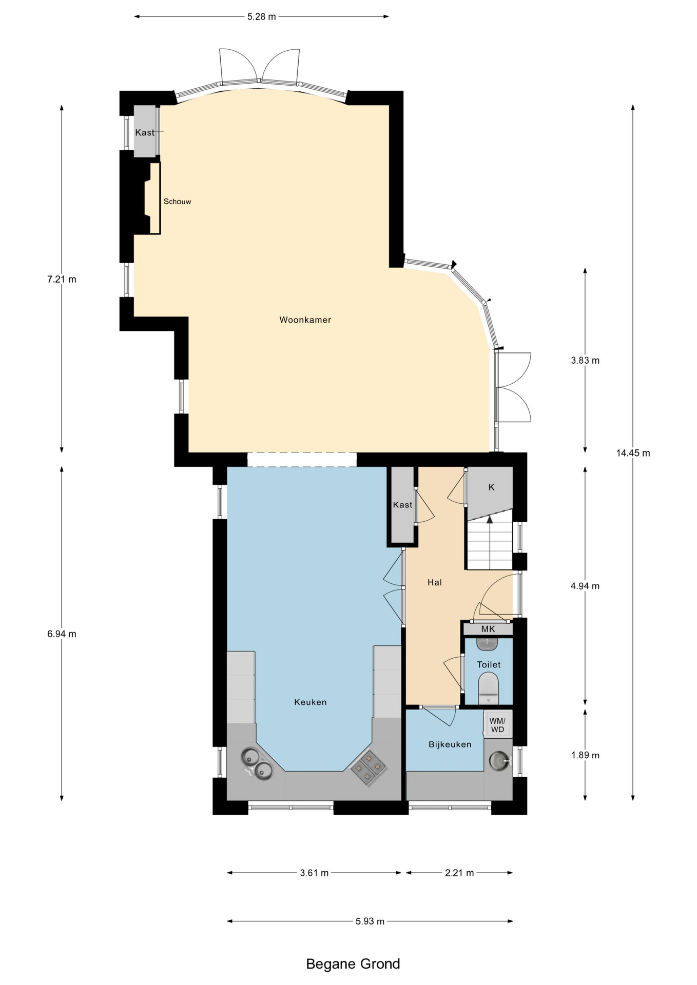 Plattegrond 1 van Heveringseweg 54
