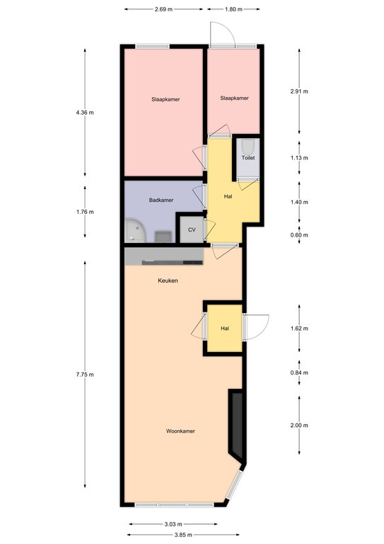 Plattegrond 1 van Breedstraat 24a