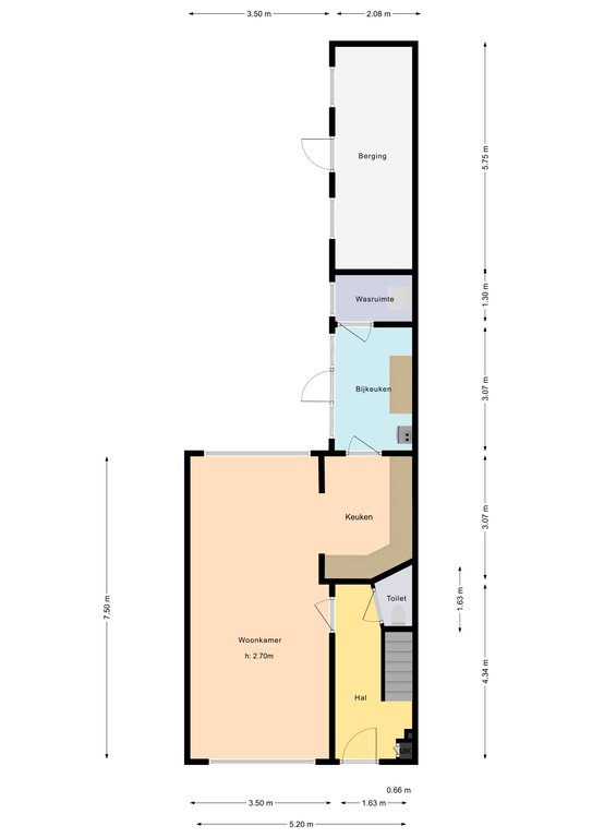 Plattegrond 1 van Lange Tuinstraat 36