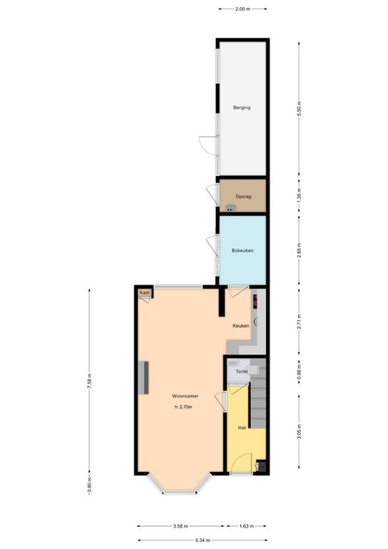 Plattegrond 1 van Lange Tuinstraat 6