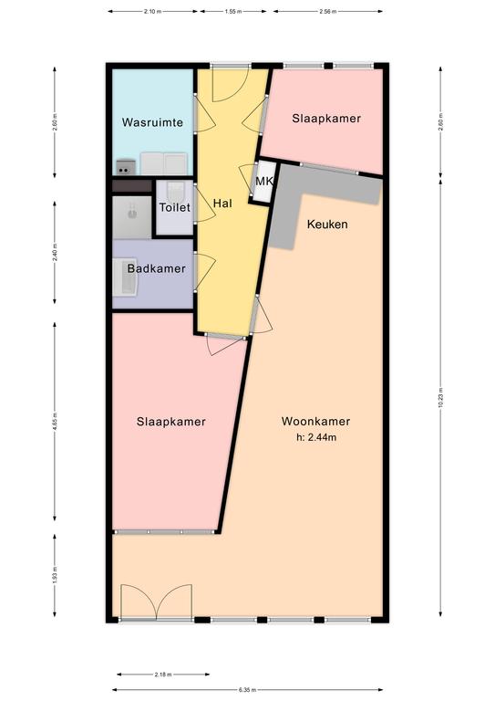 Plattegrond 1 van van Bleiswijkstraat 3