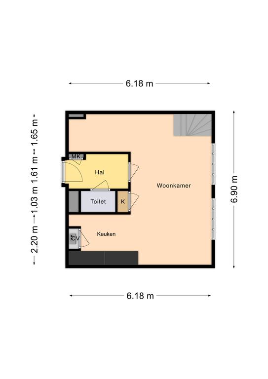 Plattegrond 1 van Westerstraat 129c