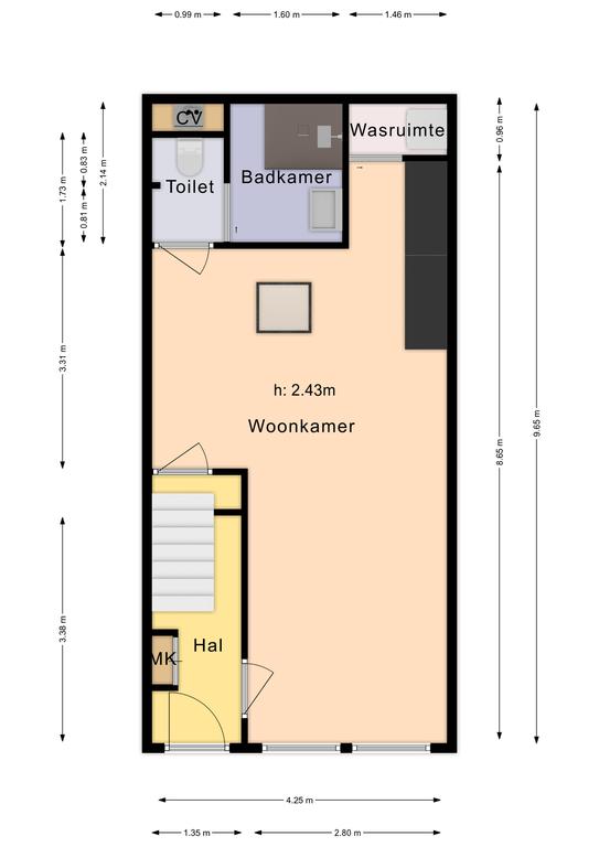 Plattegrond 1 van Vijzelstraat 59