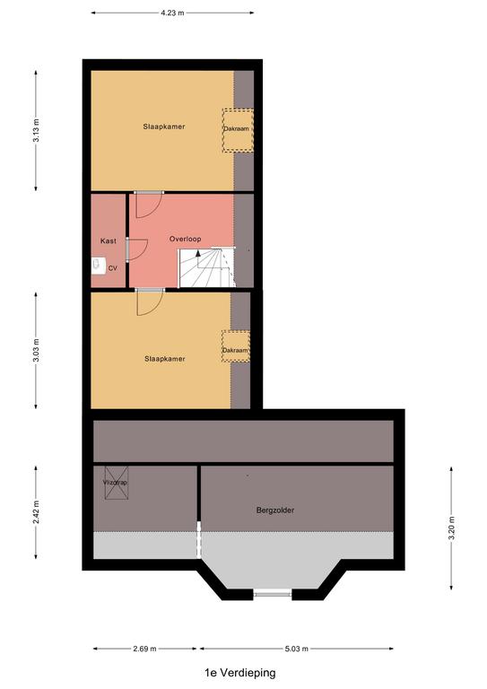 Plattegrond 1 van Vijzelstraat 15