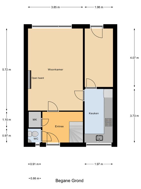 Plattegrond 1 van Goudsbloemstraat 38