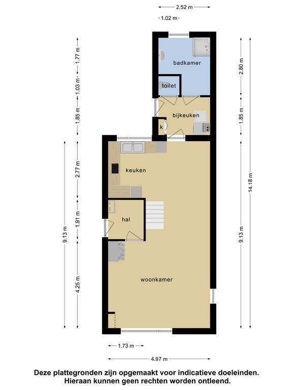 Plattegrond 1 van 2e Rozenstraat 20