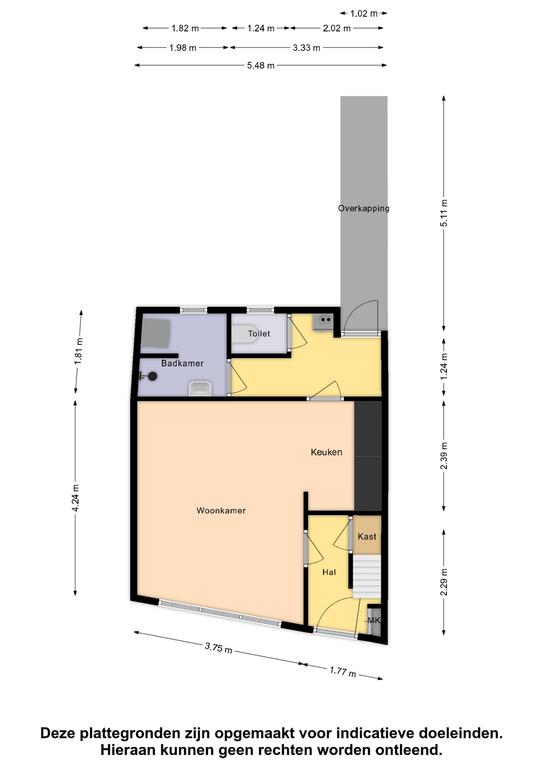 Plattegrond 1 van Brugstraat 16