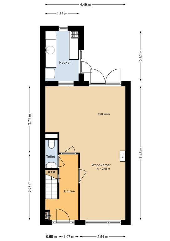 Plattegrond 1 van Vissersdijk 68