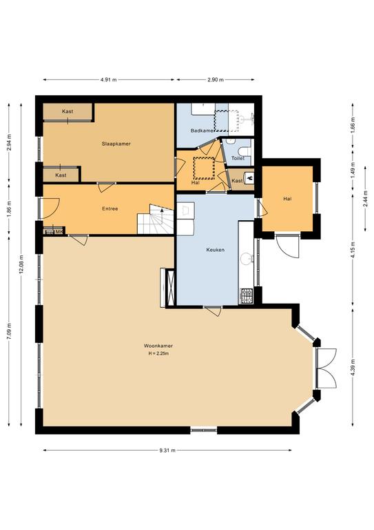 Plattegrond 1 van Westeinde 194