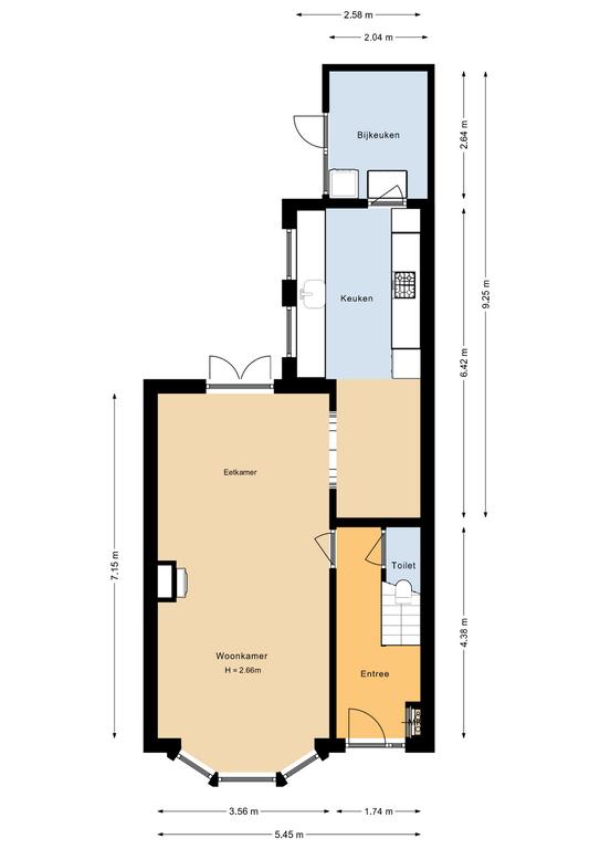 Plattegrond 1 van Lange Tuinstraat 10