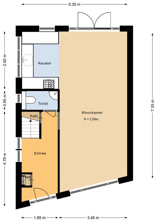 Plattegrond 1 van Hoogstraat 3
