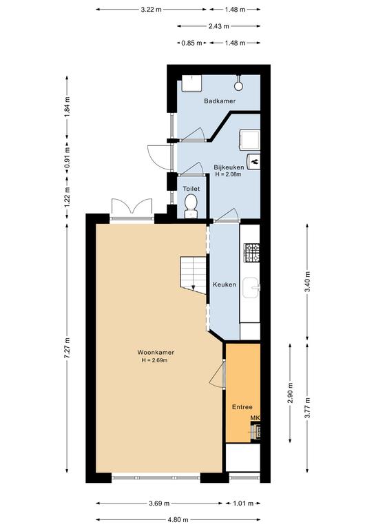 Plattegrond 1 van Breedstraat 13