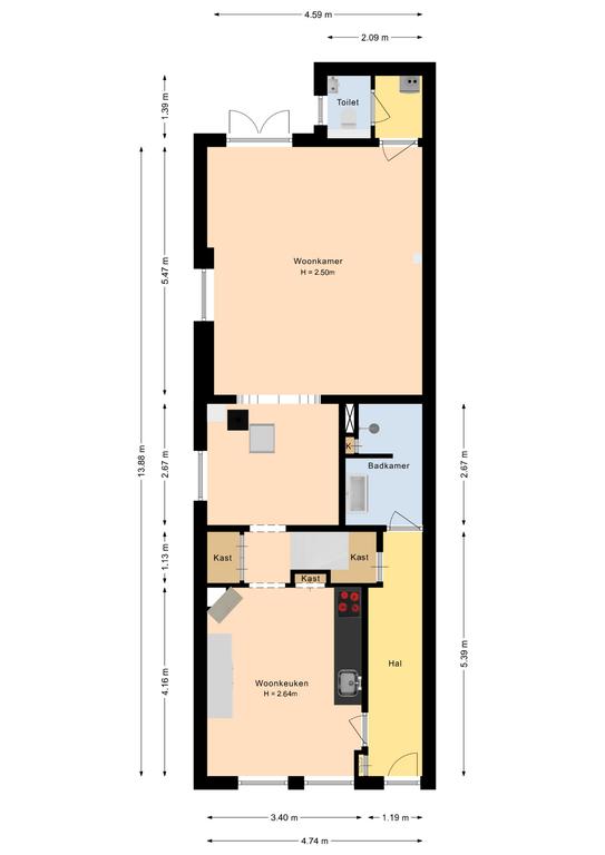 Plattegrond 1 van Vissersdijk 14