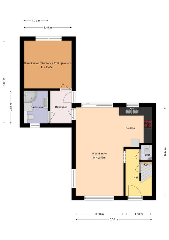 Plattegrond 1 van Gerrit Stapelstraat 16