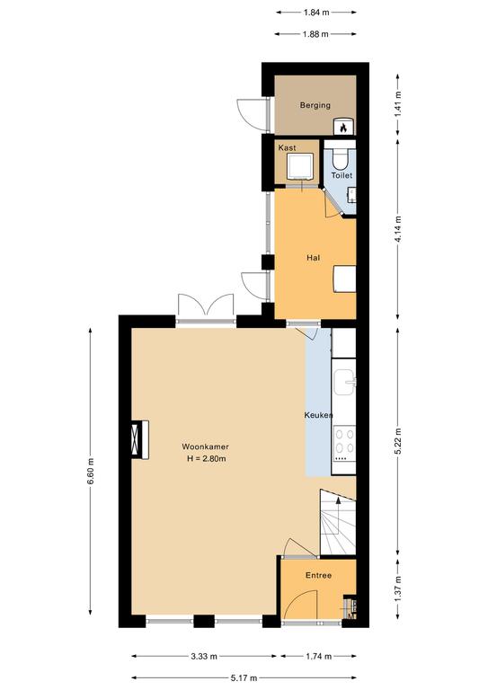 Plattegrond 1 van Nassaustraat 12